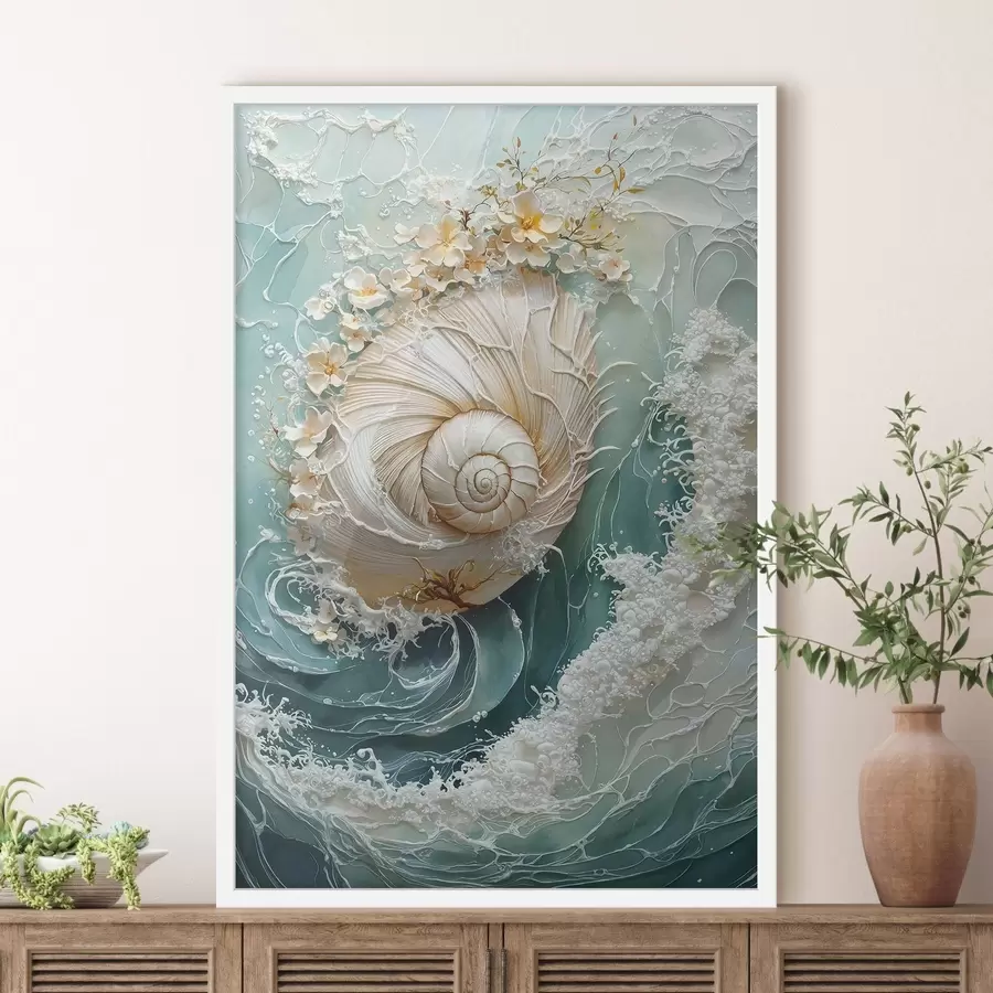 Papier peint Coquillage nacré « Vague de mer » f50741