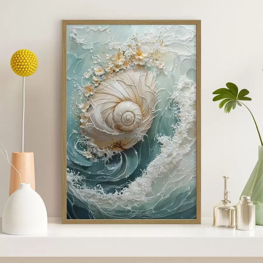 Papier peint Coquillage nacré « Vague de mer » f50741