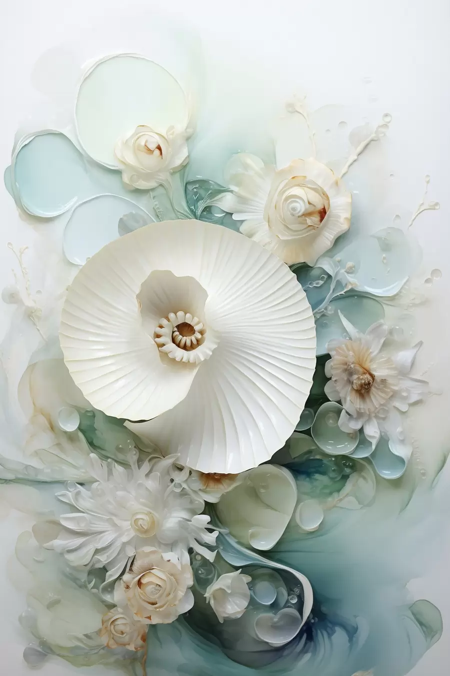 Papier peint Nénuphar blanc dans des eaux émeraude f50742