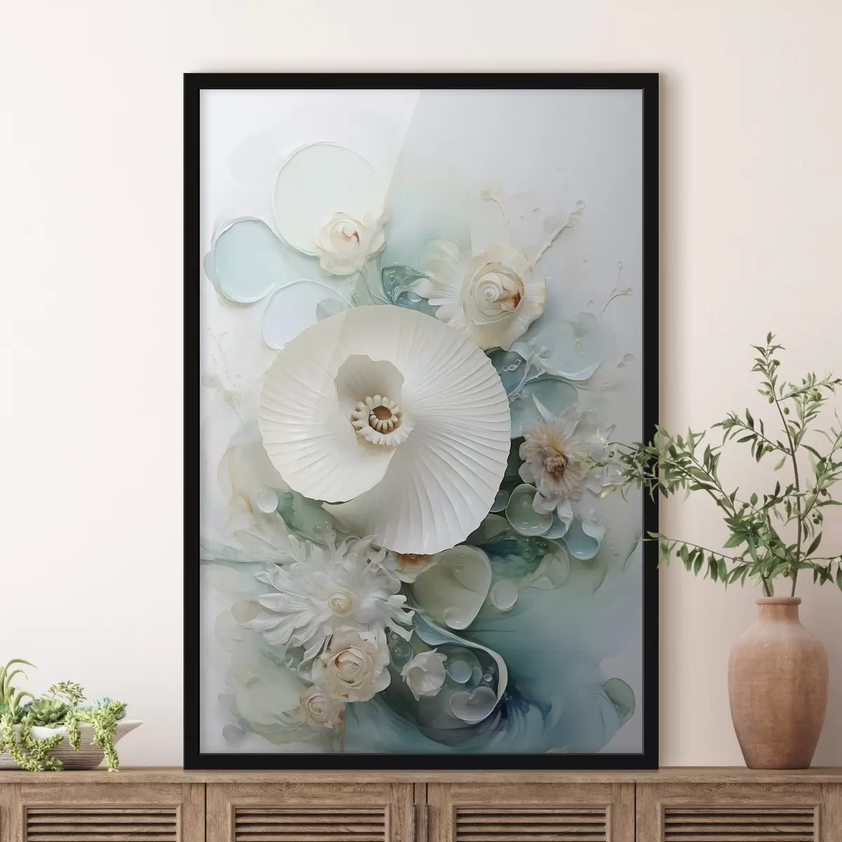 Poster Nénuphar blanc dans des eaux émeraude f50742