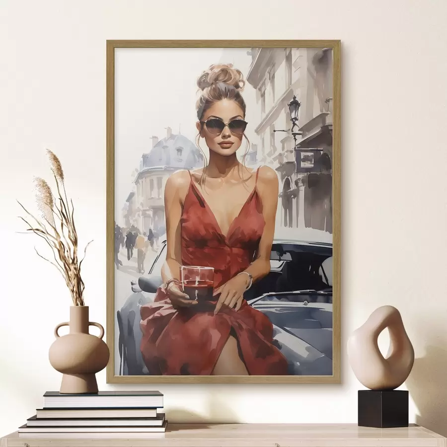 Papier peint « Woman in Red » de Convertible f50745