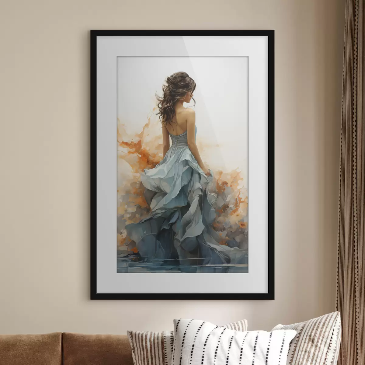 Poster Femme en robe bleue vaporeuse f50747