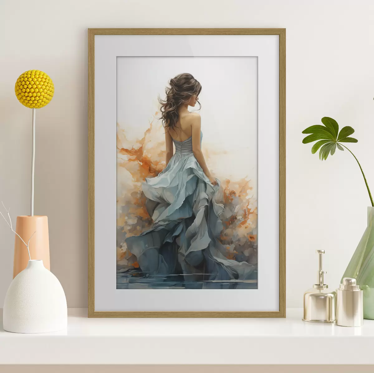 Poster Femme en robe bleue vaporeuse f50747