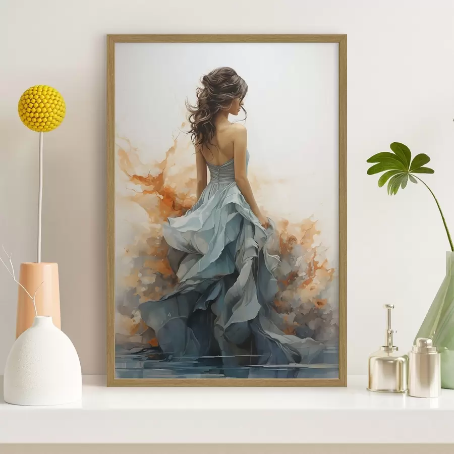 Papier peint Femme en robe bleue vaporeuse f50747
