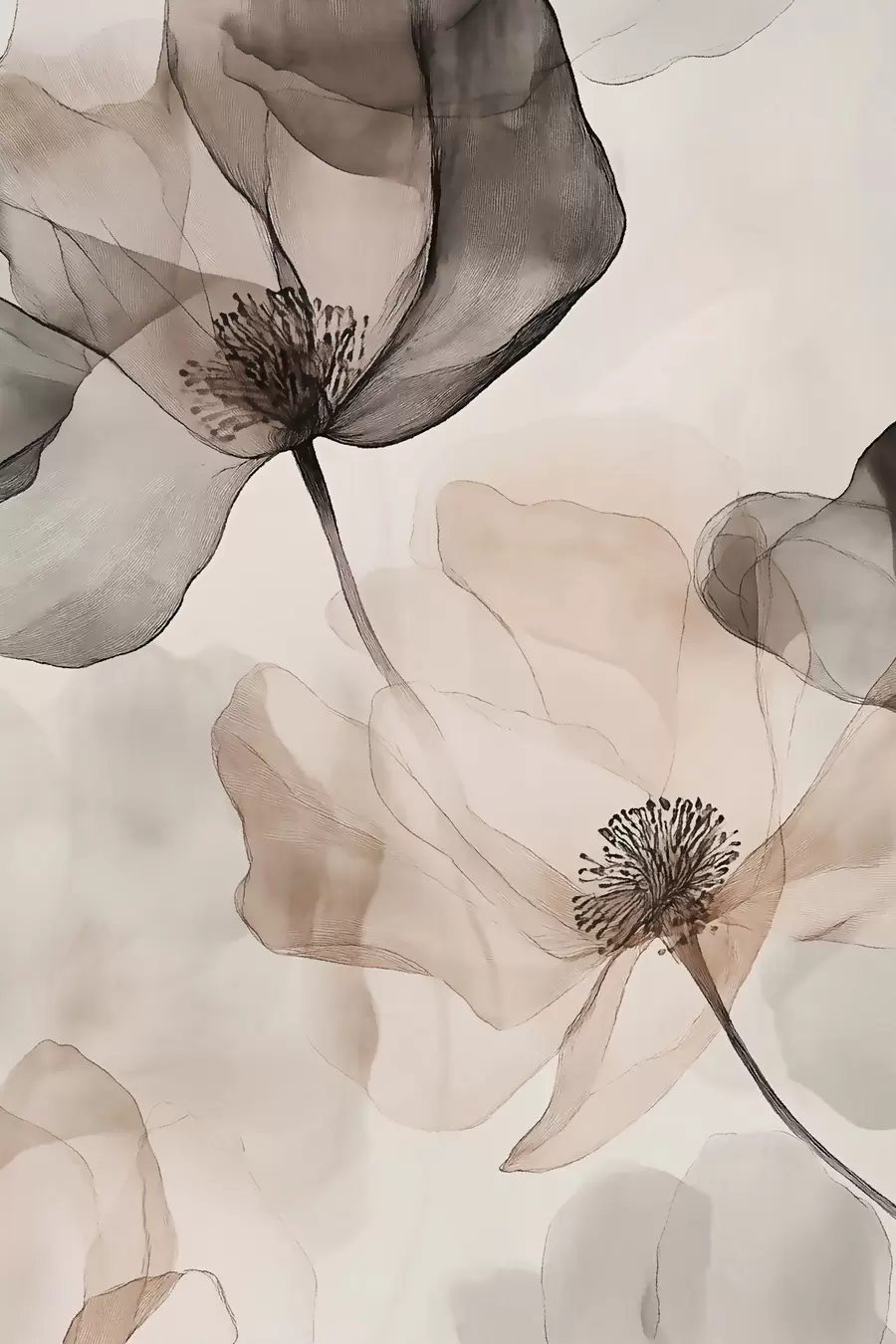 Papier peint Fleurs translucides dans la brume f50750