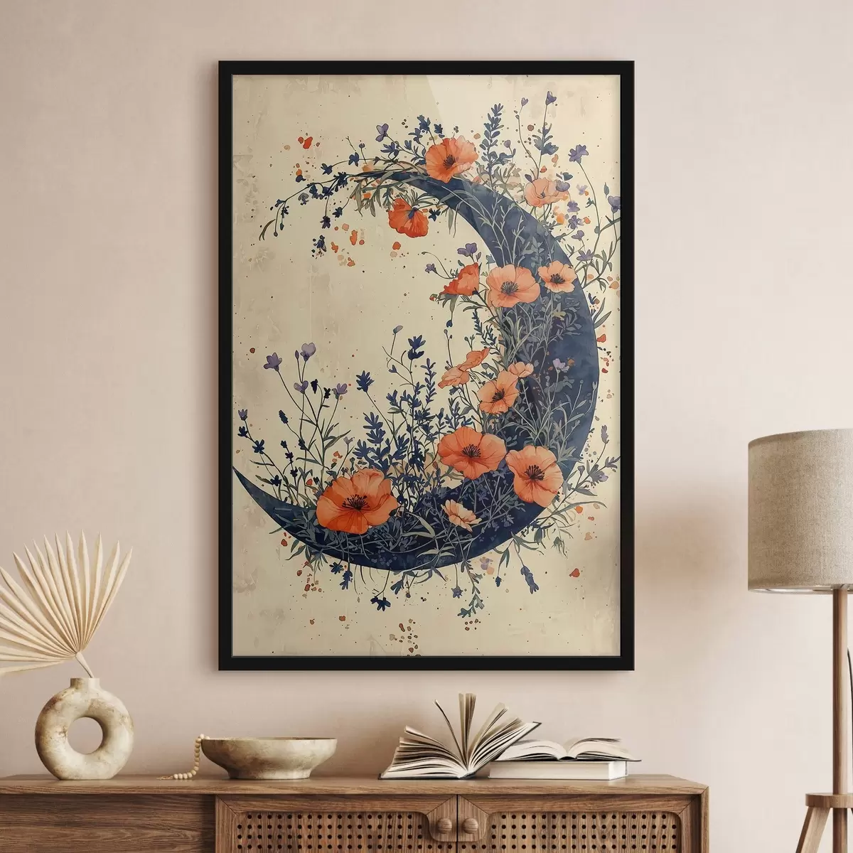 Poster Croissant de lune aux fleurs sauvages f50753
