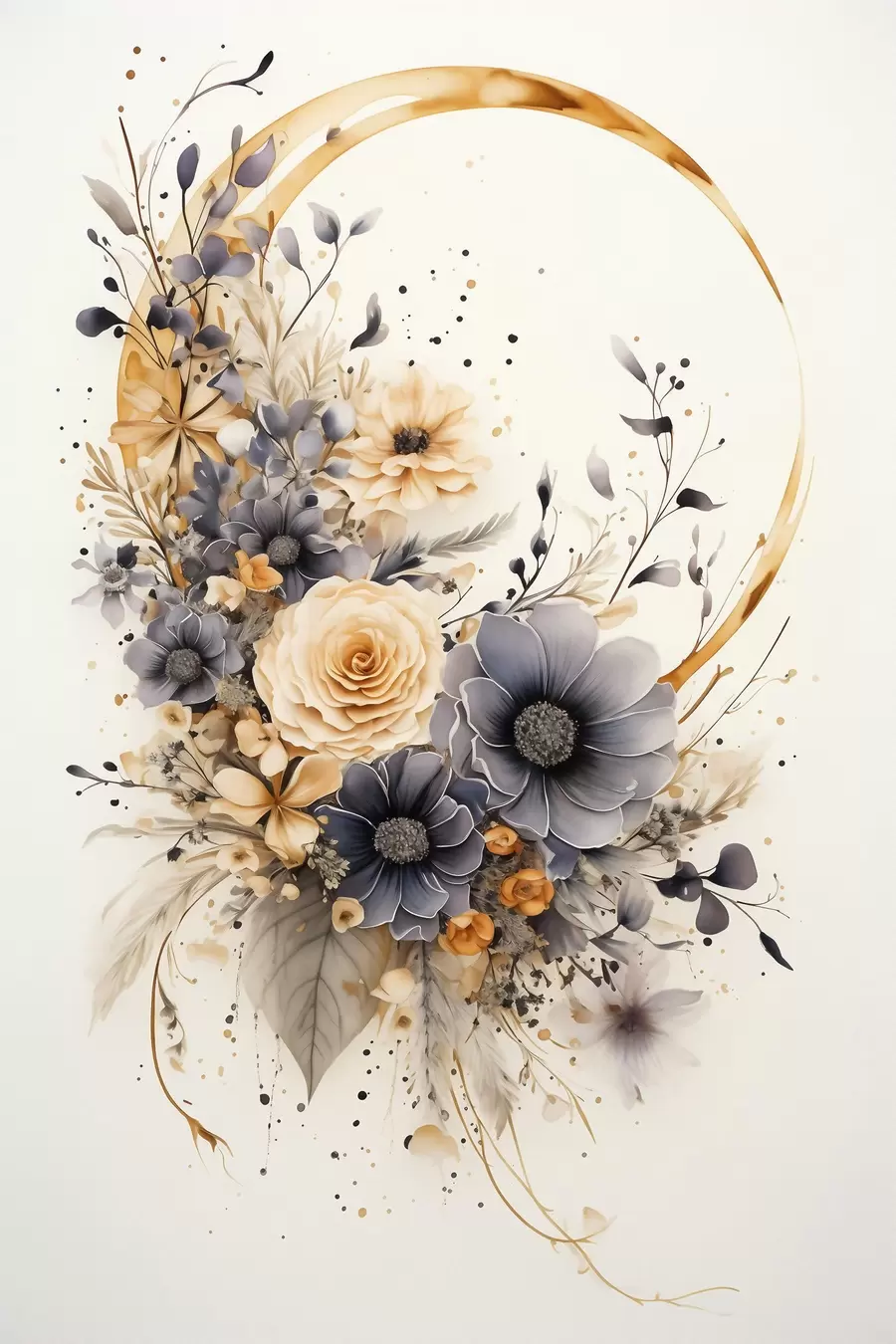 Papier peint Couronne de fleurs sur fond clair f50756