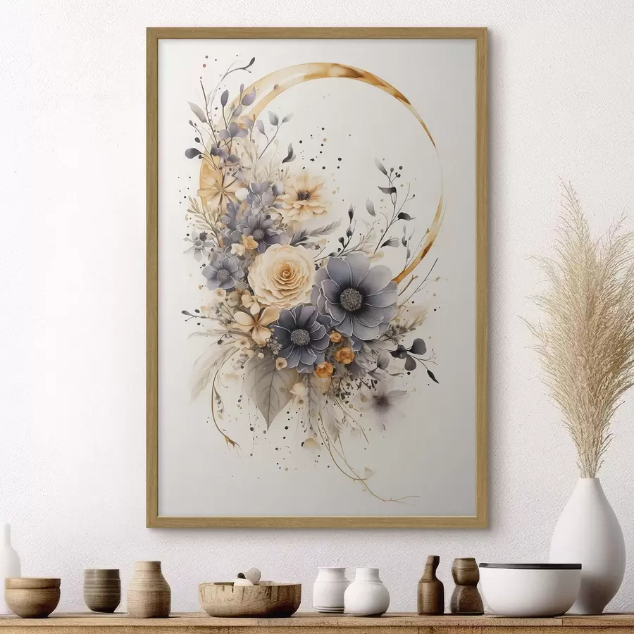 Papier peint Couronne de fleurs sur fond clair f50756