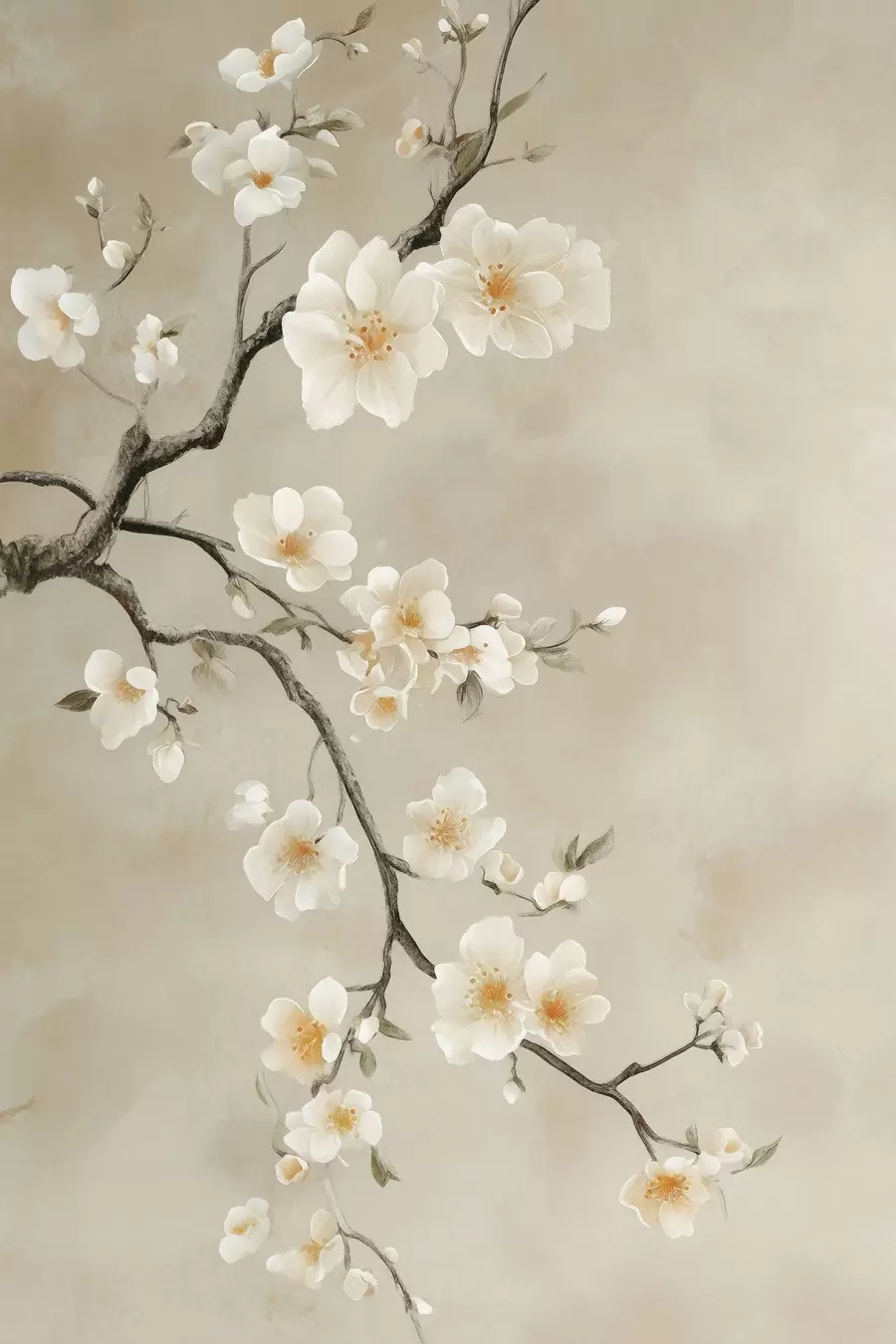 Papier peint Branches blanches en fleurs f50758