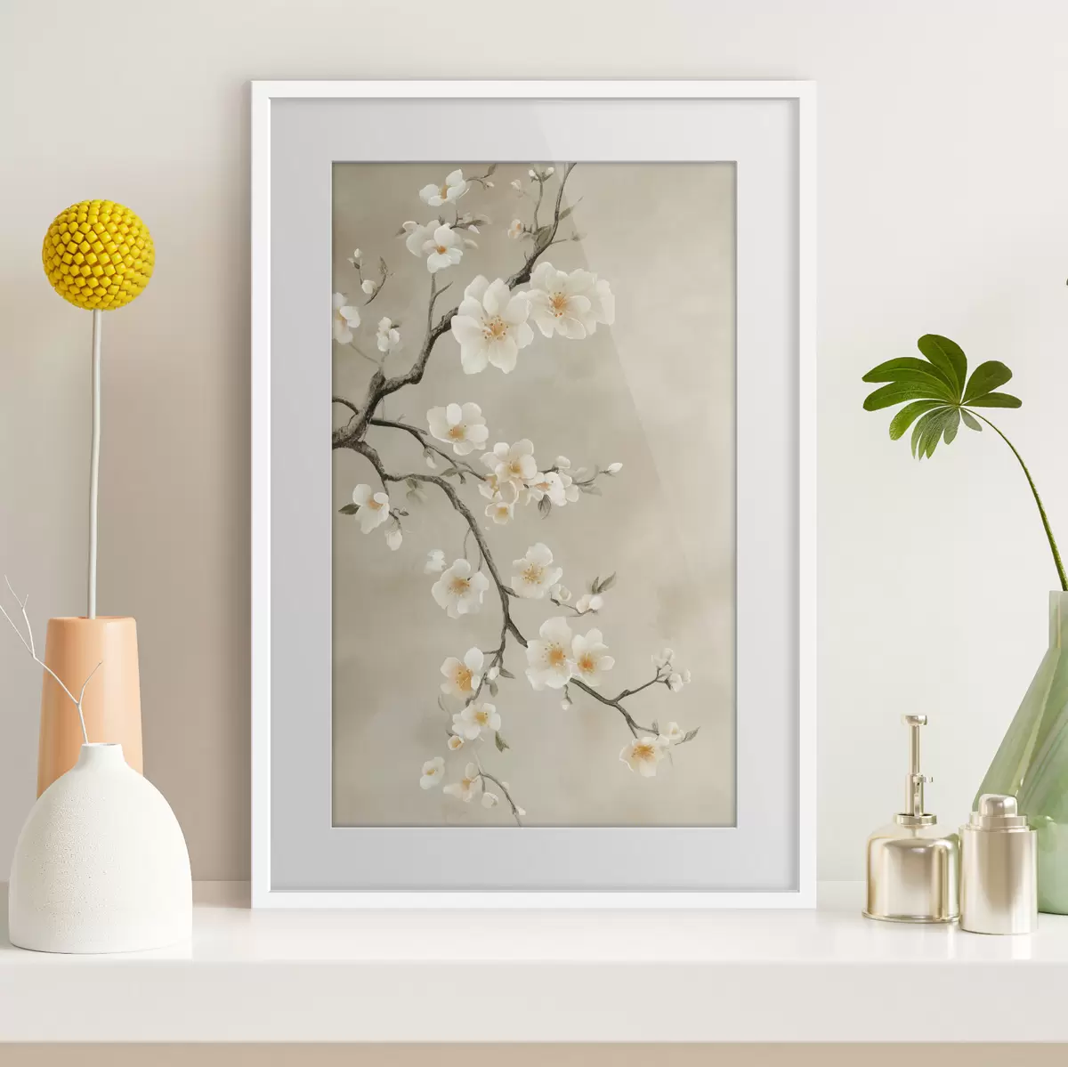 Poster Branches blanches en fleurs f50758