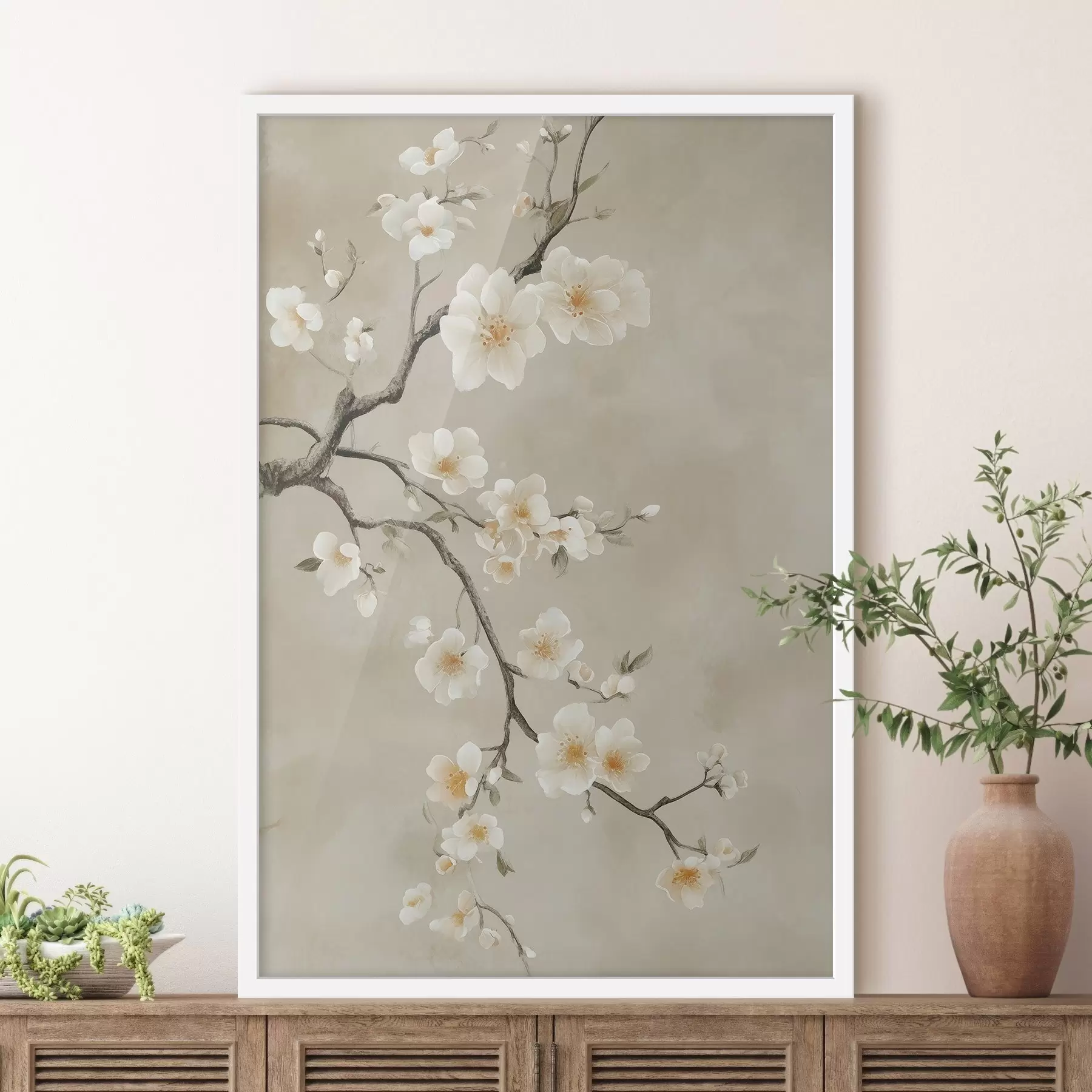 Papier peint Branches blanches en fleurs f50758