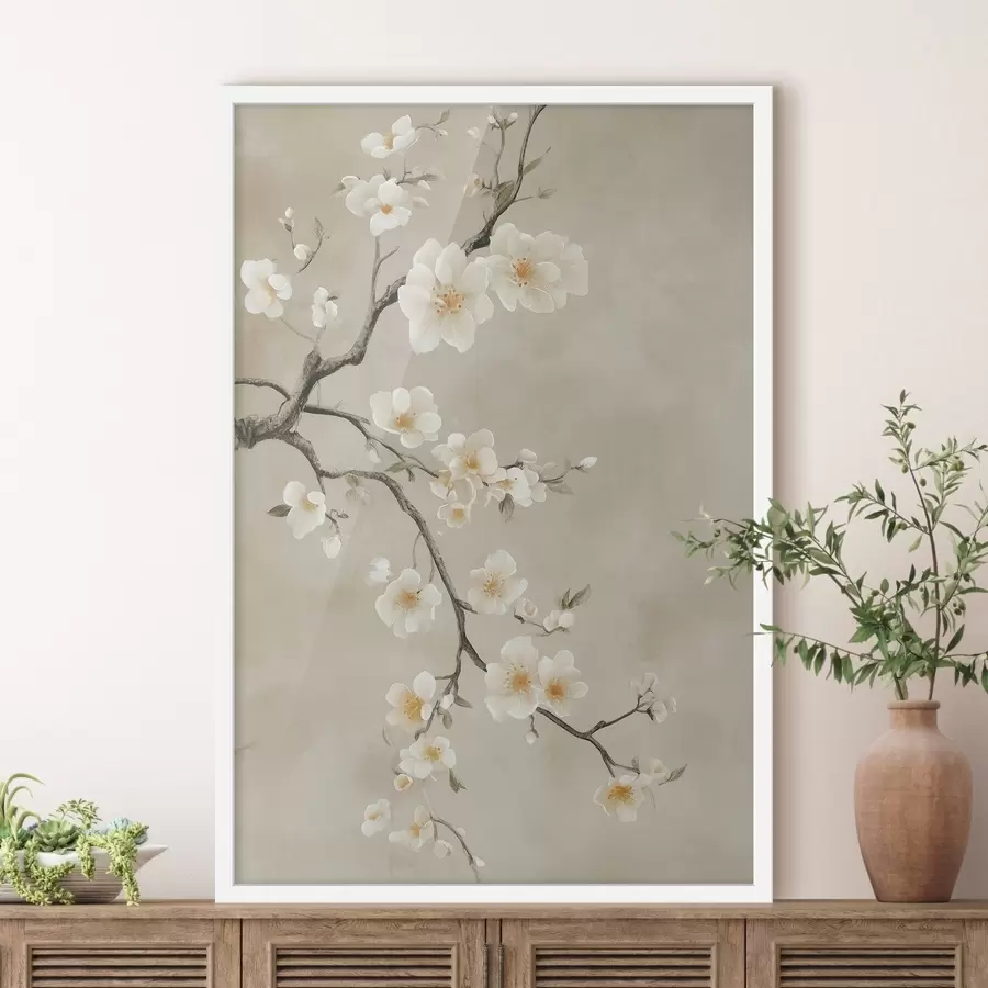 Papier peint Branches blanches en fleurs f50758