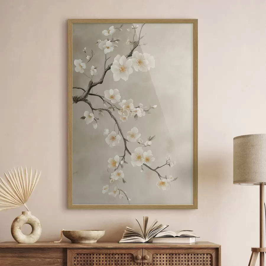 Papier peint Branches blanches en fleurs f50758