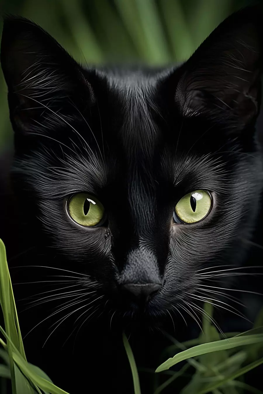Papier peint Le regard du chat noir sous les tropiques f50761