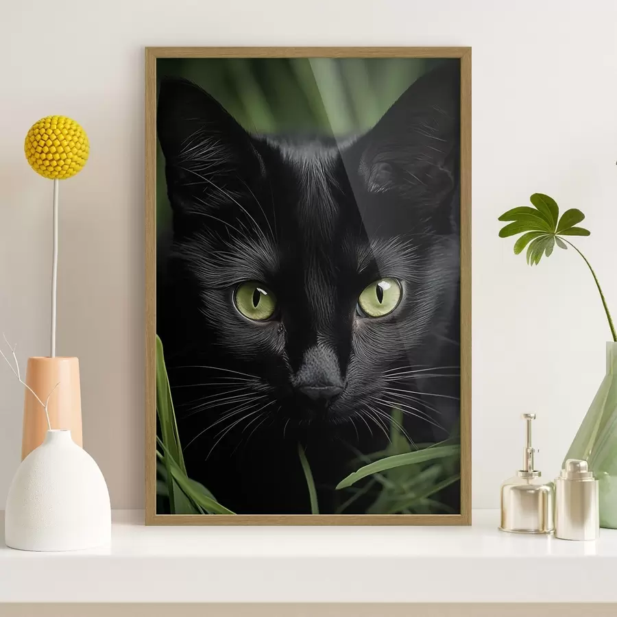 Papier peint Le regard du chat noir sous les tropiques f50761