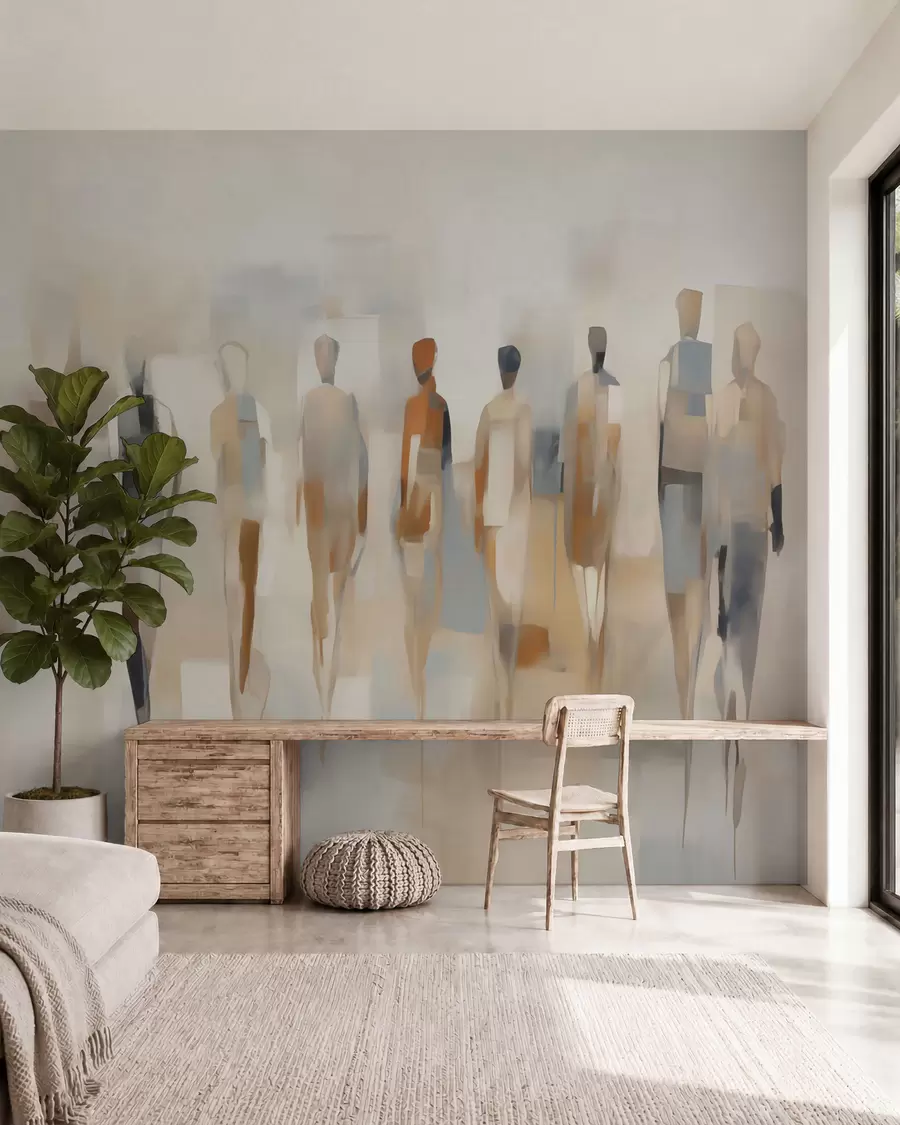 Papier peint Silhouettes humaines abstraites, imitation d'un tableau w05944