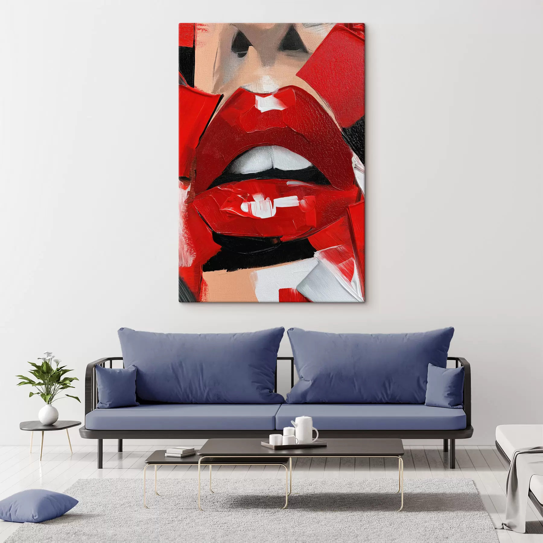 Tableau Lèvres rouges, rouge à lèvres rouge s50897