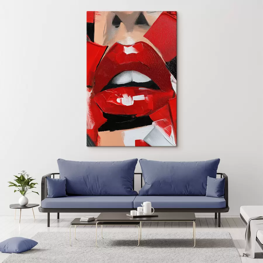 Tableau Lèvres rouges, rouge à lèvres rouge s50897