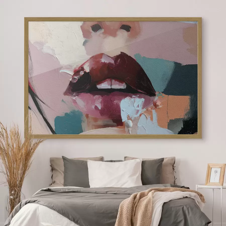 Papier peint Des lèvres maquillées au rouge à lèvres f50896