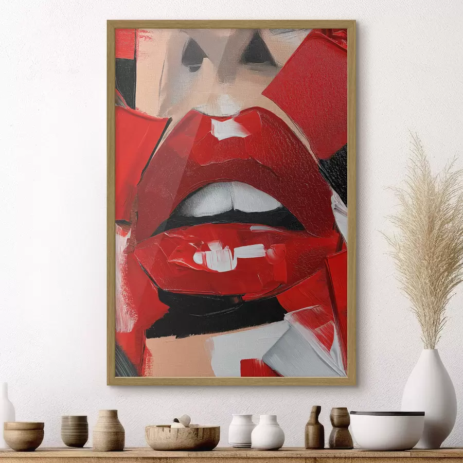Papier peint Lèvres rouges, rouge à lèvres rouge f50897