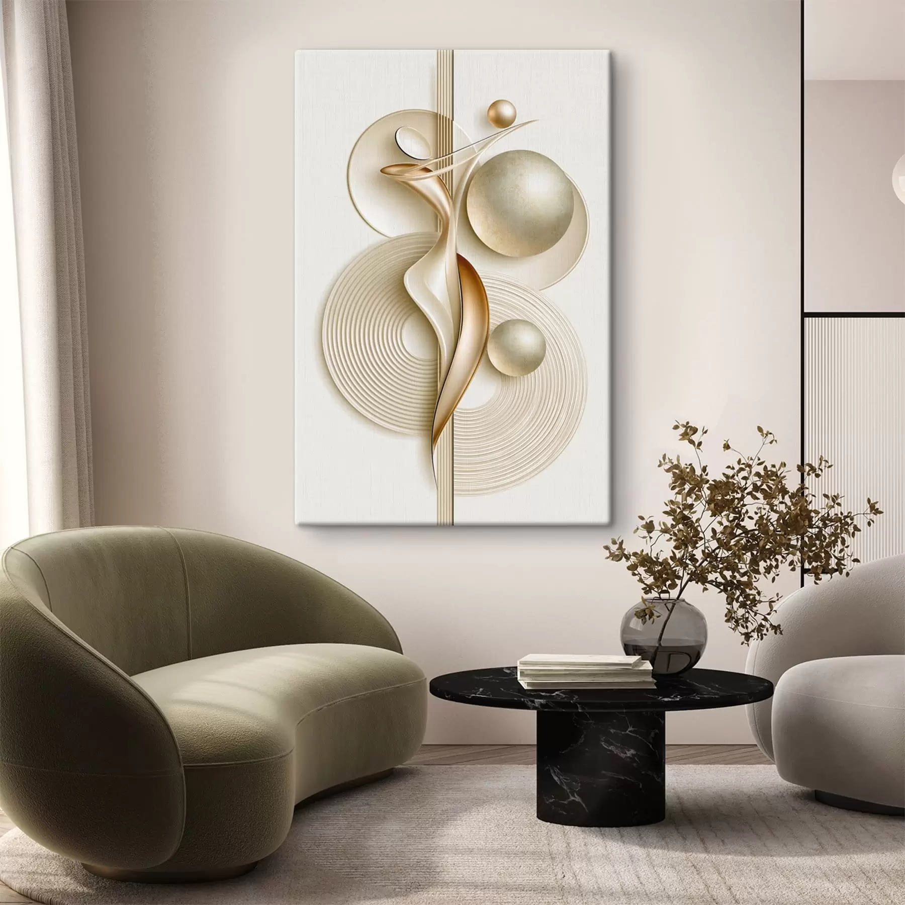 Tableau Élégante figure abstraite avec des boules s50859