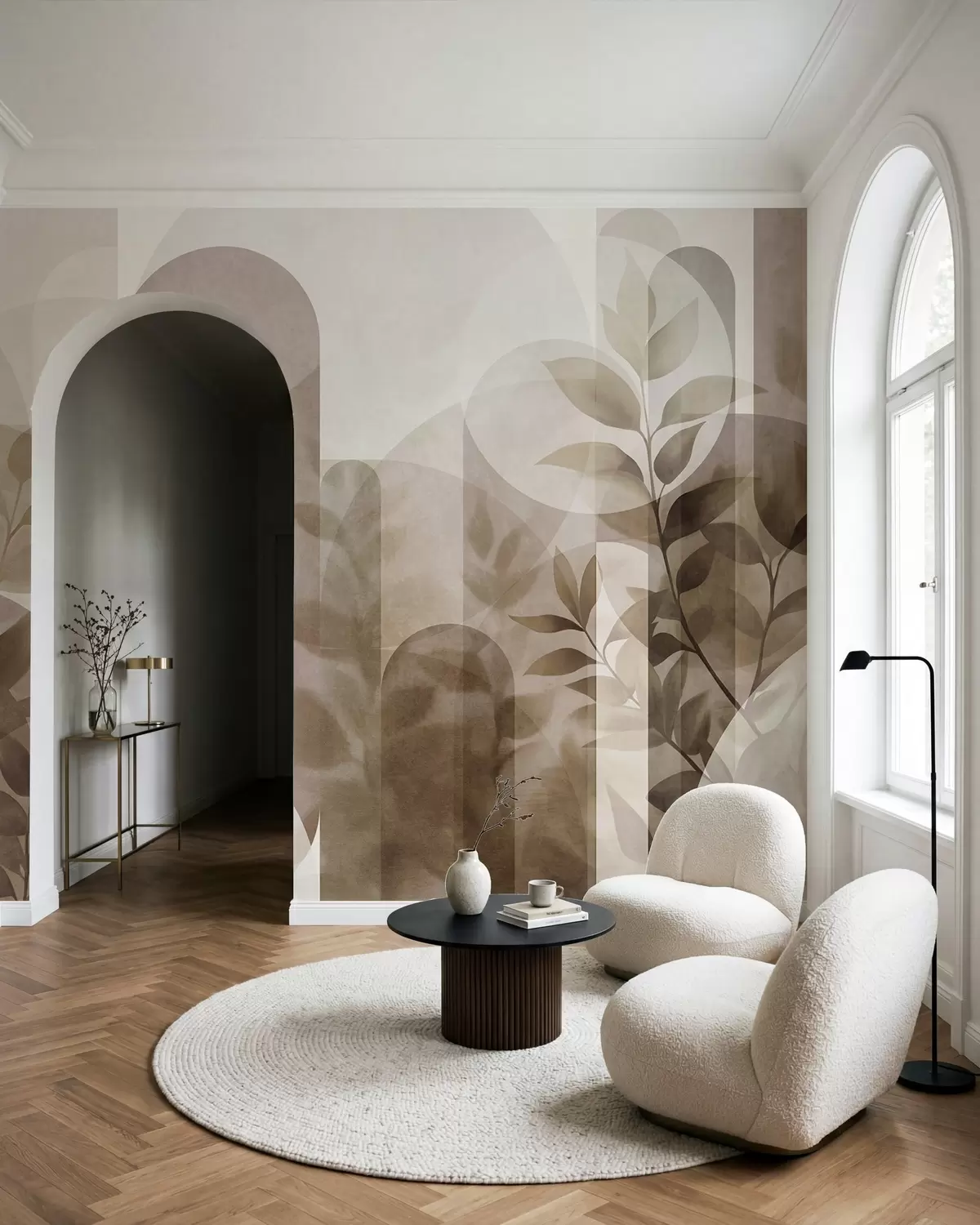 Papier peint Feuilles et arches w10088