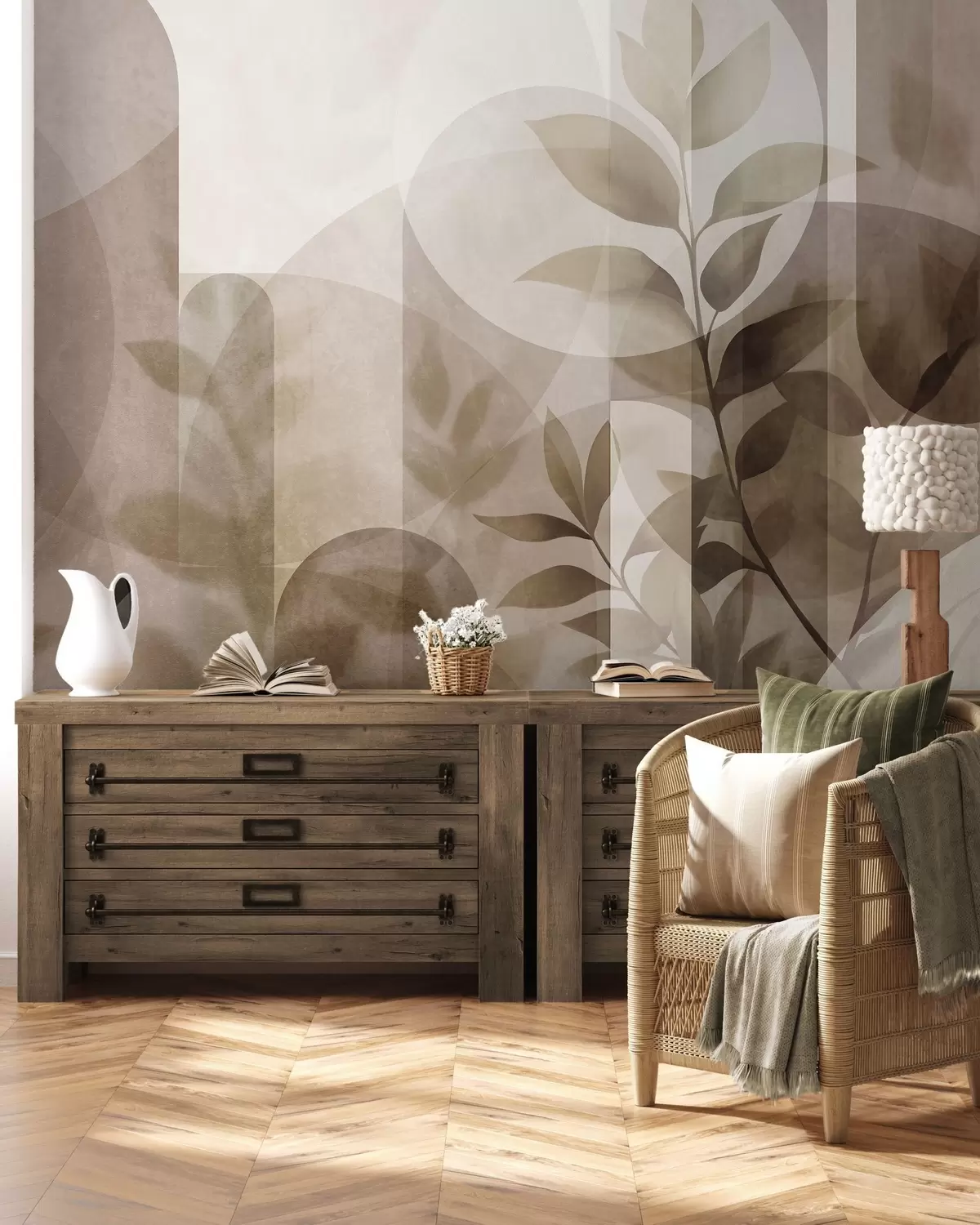 Papier peint Feuilles et arches w10088