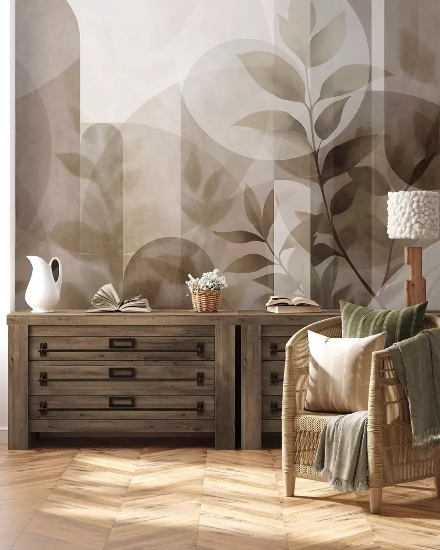 Papier peint Feuilles et arches w10088