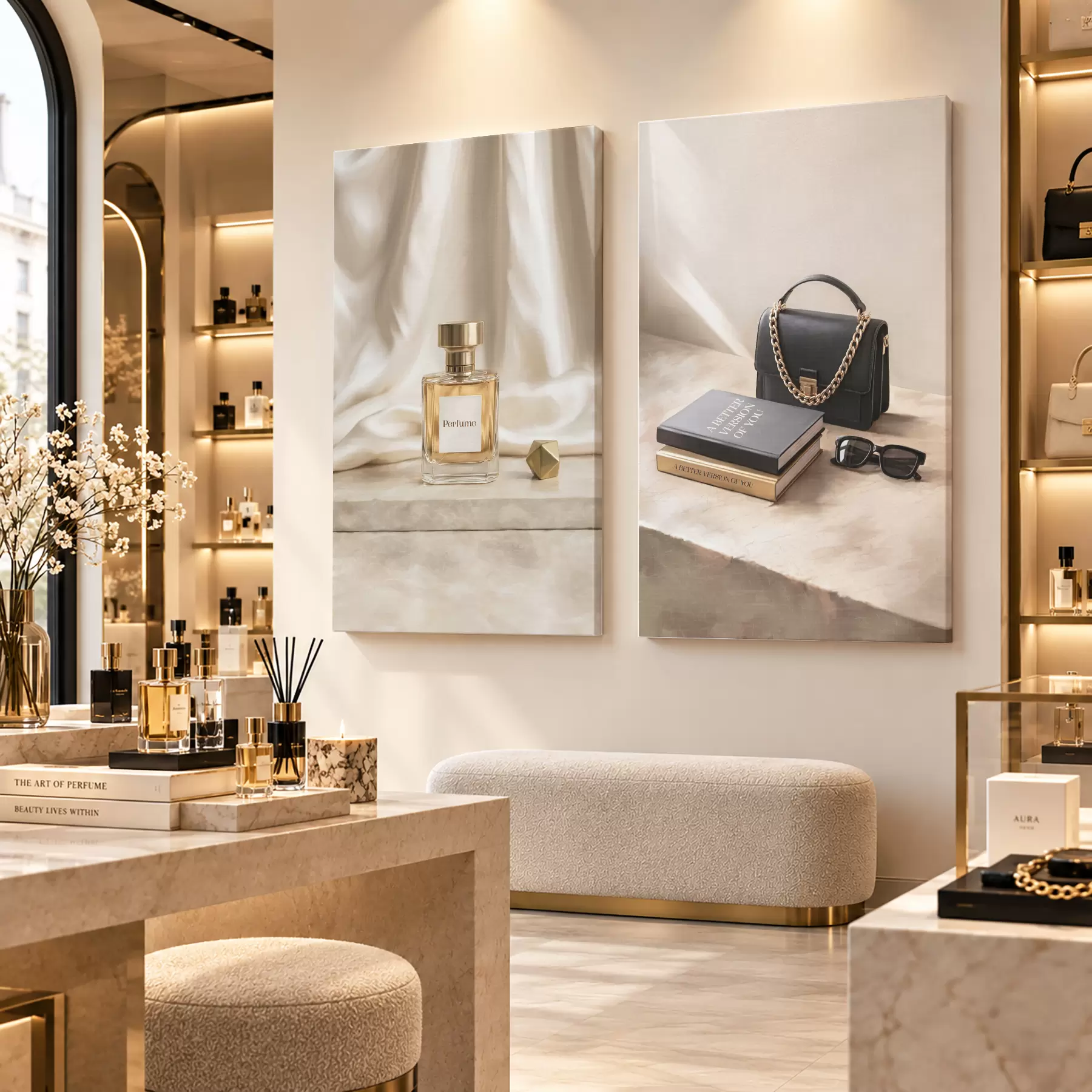 Tableau Parfum et sac à chaîne m30994
