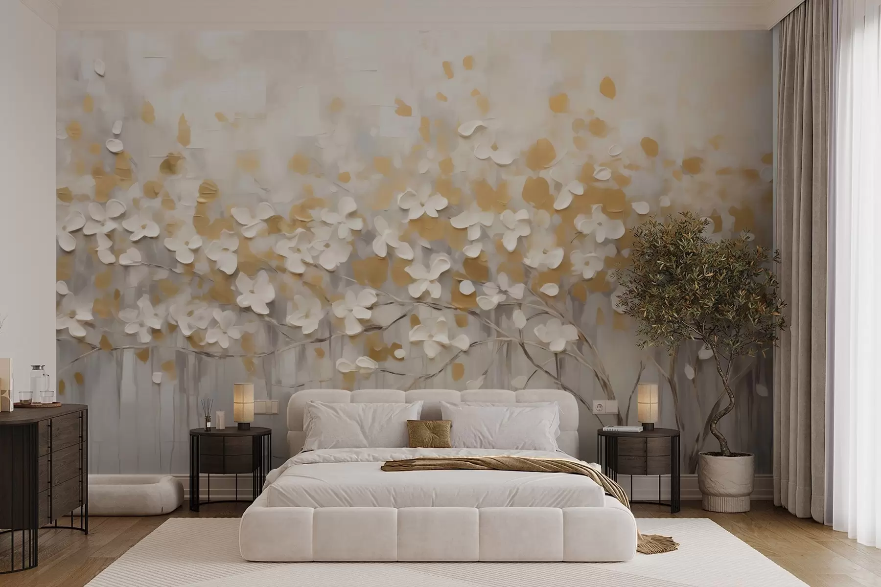 Papier peint Floraison dorée w05951
