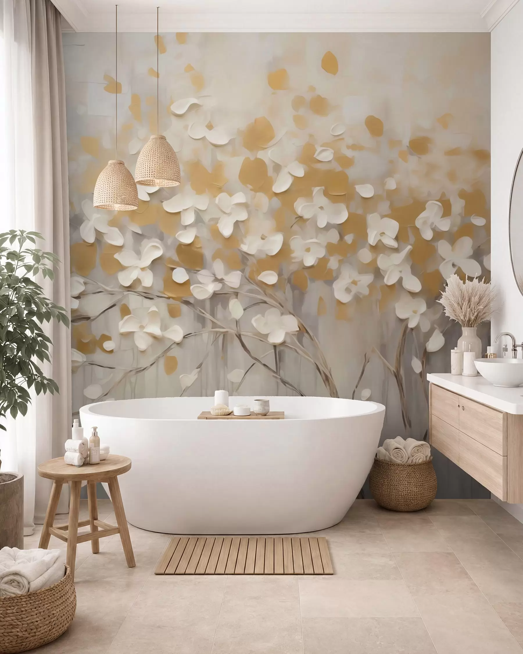 Papier peint Floraison dorée w05951