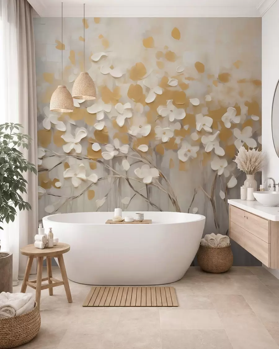 Papier peint Fleurs abstraites sur un arbre w05951