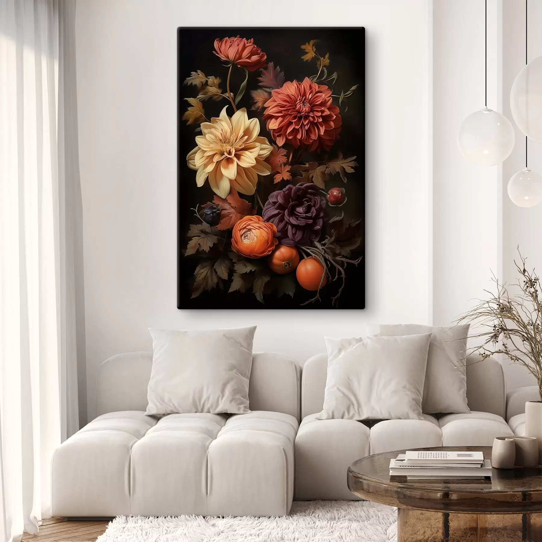 Tableau Dahlias dans l’ombre s50909