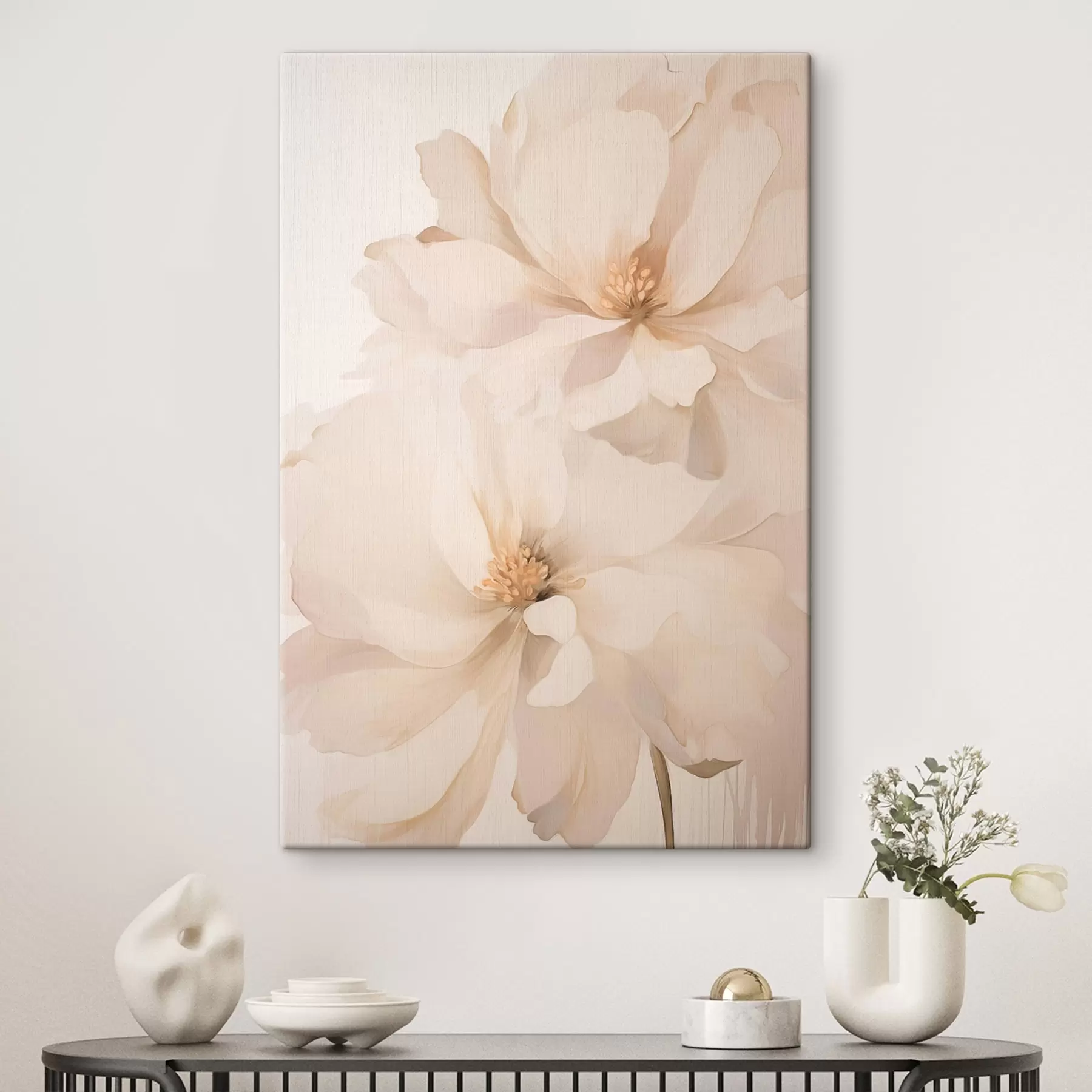Tableau Pivoine crème délicate s50910