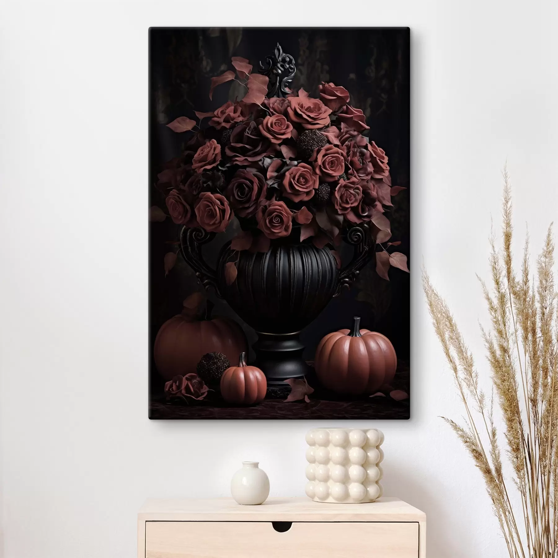 Tableau Roses et citrouilles d’automne s50913