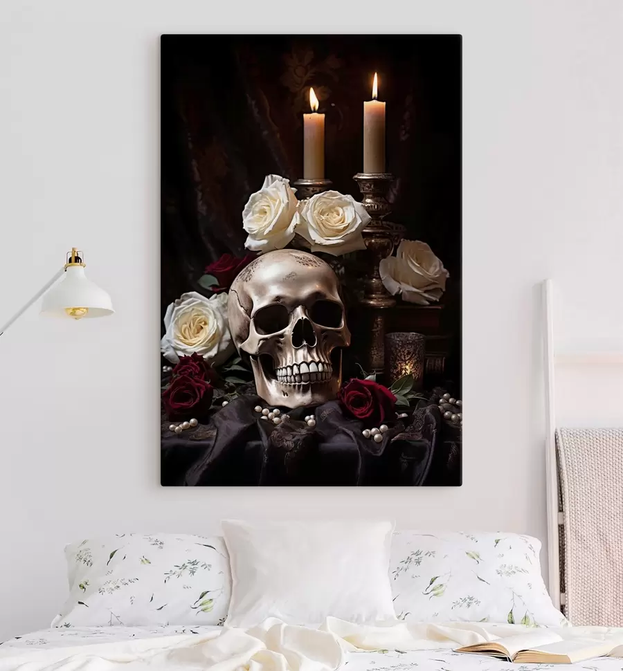 Tableau Nature morte nocturne à la lueur des bougies s50916