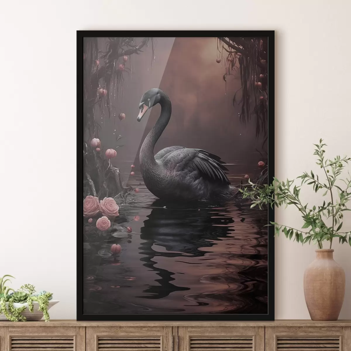 Poster Cygne noir à la surface du lac f50917
