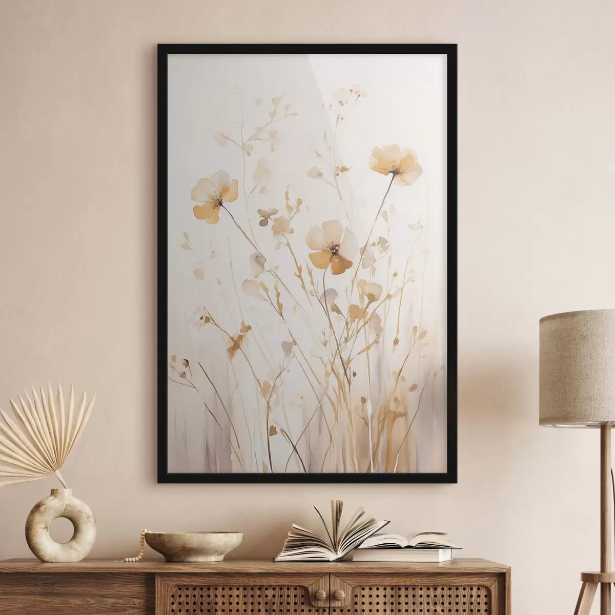 Poster Fleurs sauvages aériennes baignées de rayons de soleil f50920