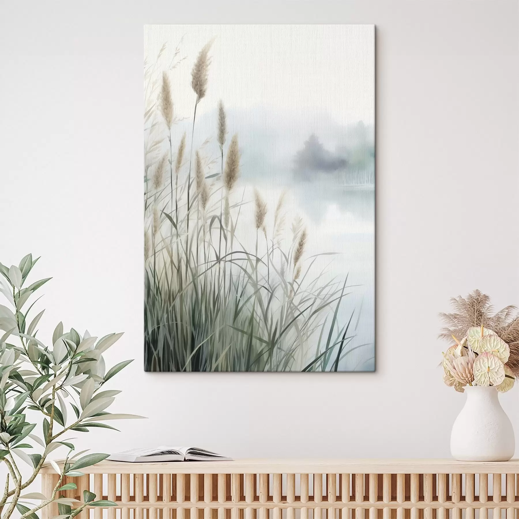 Tableau Roseaux au lac brumeux s50964