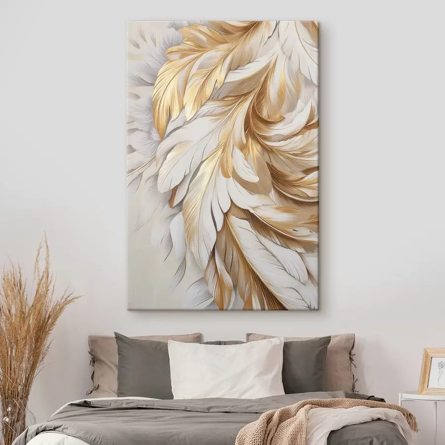Tableau De grandes plumes décoratives, des détails raffinés et une texture délicate s50969