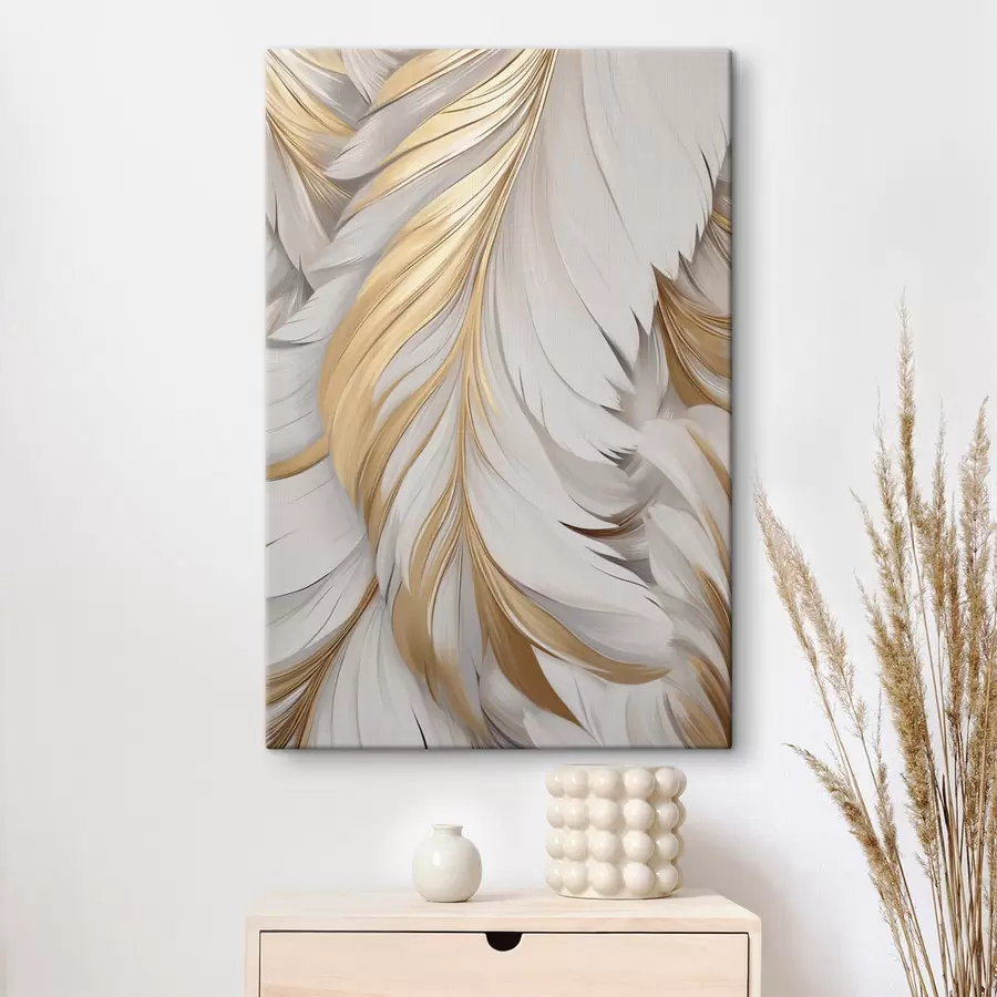 Tableau De grandes plumes décoratives, des détails raffinés et une texture délicate s50970
