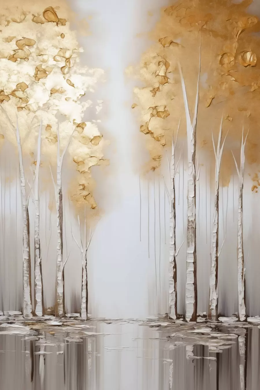 Papier peint Arbres texturés au feuillage abstrait, art moderne f50953