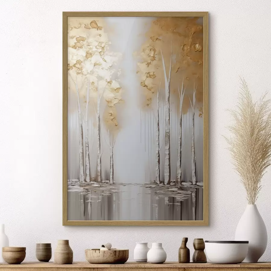 Papier peint Arbres texturés au feuillage abstrait, art moderne f50953