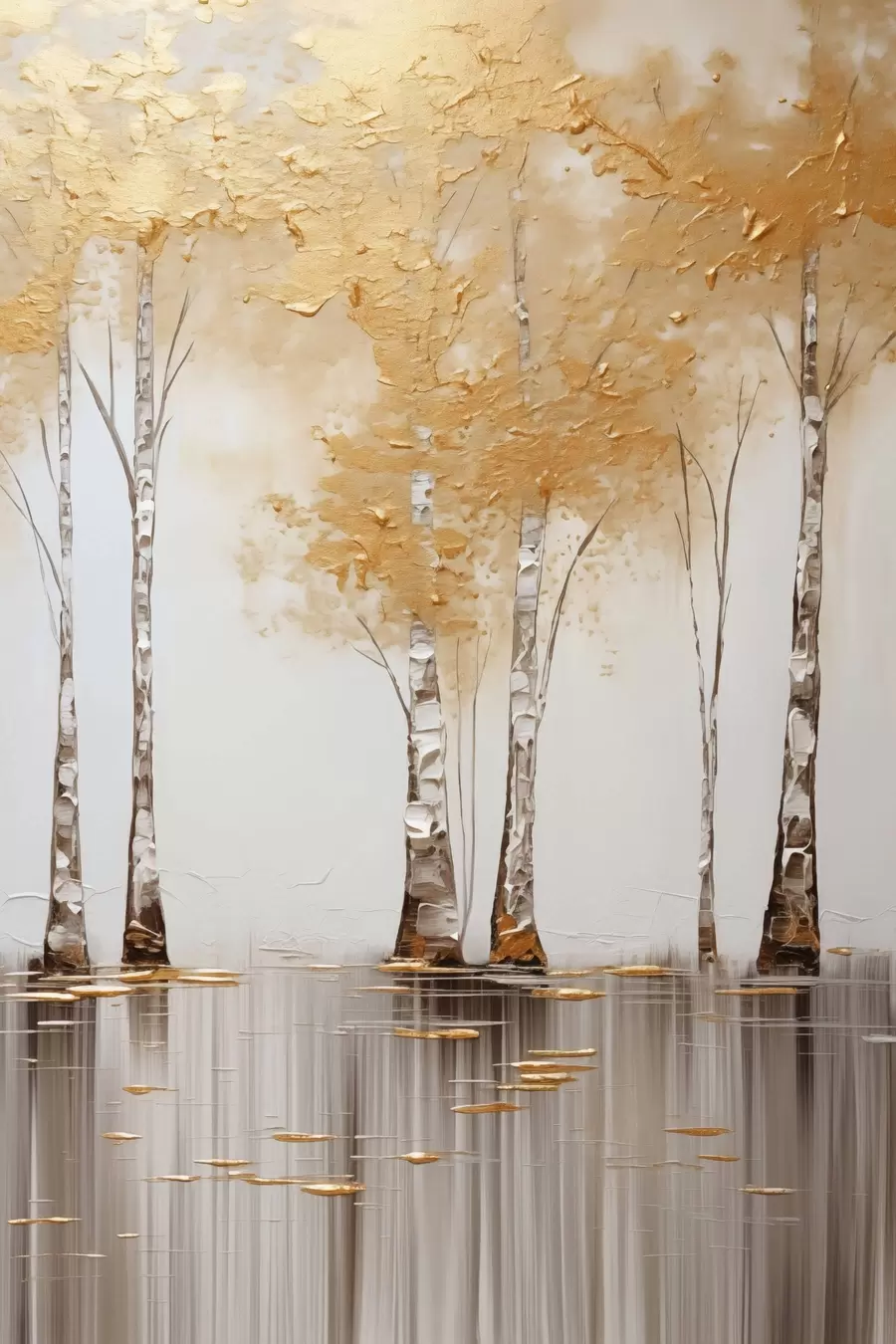 Papier peint Arbres texturés au feuillage abstrait, art moderne f50954