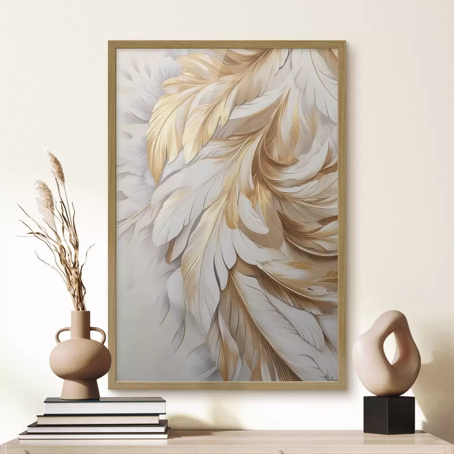 Papier peint De grandes plumes décoratives, des détails raffinés et une texture délicate f50969
