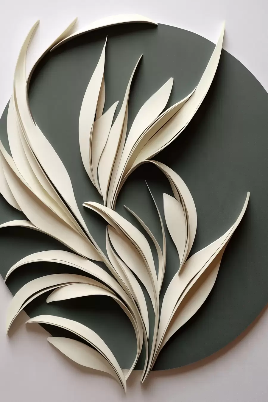 Papier peint Feuilles abstraites sur fond vert, avec des textures superposées et des ombres f50975