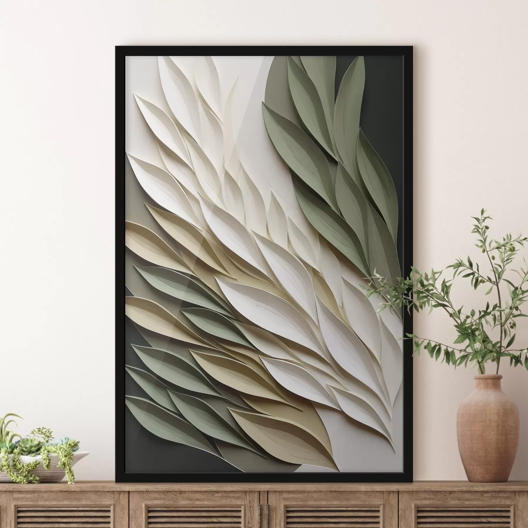 Papier peint Ailes de feuilles vertes f50976