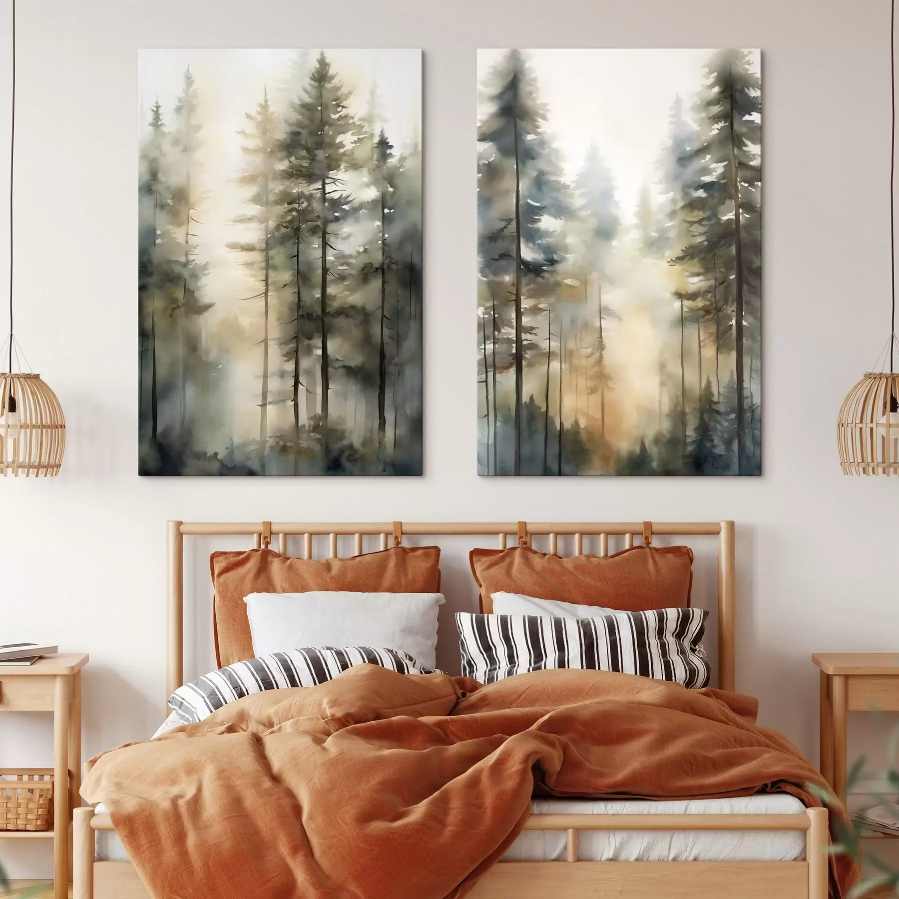 Tableau Lumière forestière en trois m31040