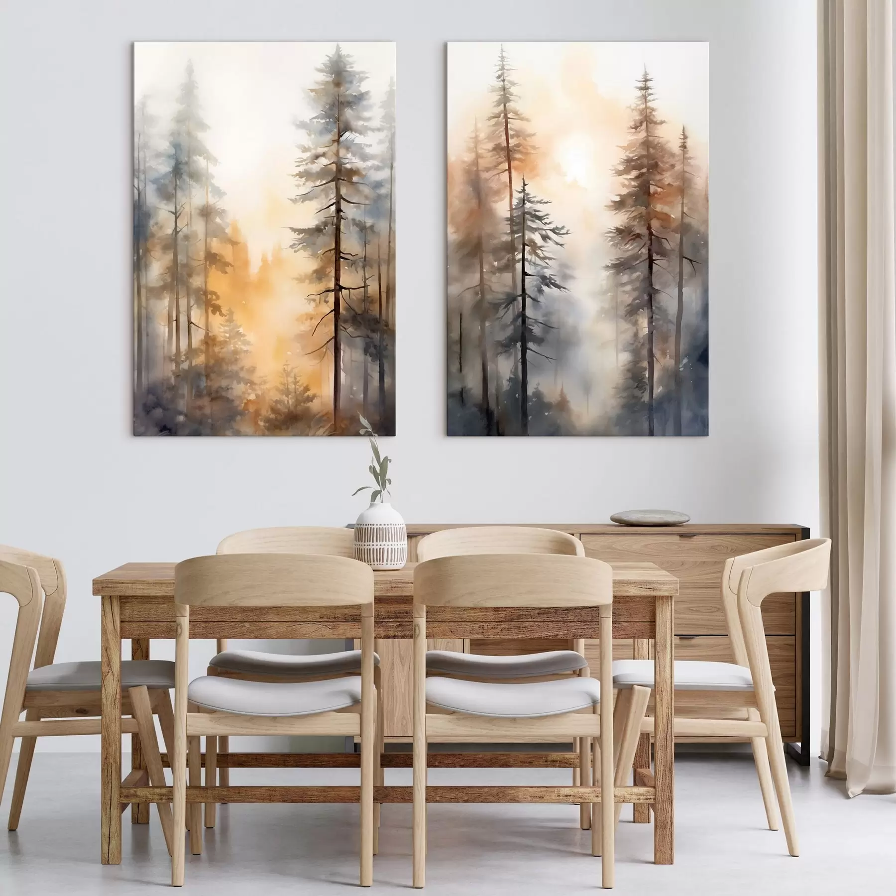 Tableau Forêt en lumière abricot m31046