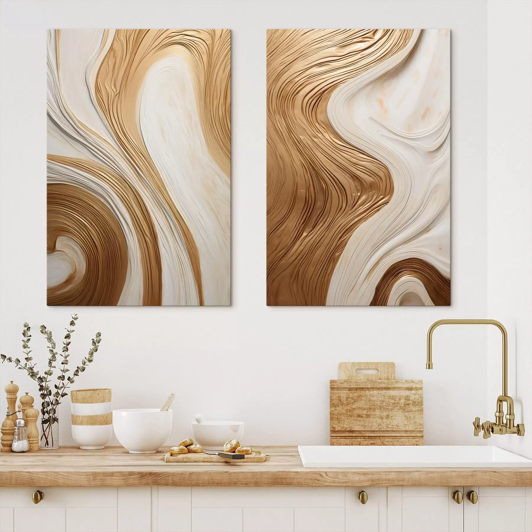 Tableau Volutes ambre sur ivoire m31047